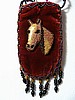 Light burgundy cell phone holder w/ horse