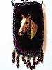 Plum burgundy cell phone bag w/ horse