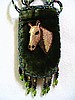 Olive green cell phone holder w/ horse