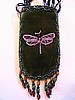 Olive green cell phone holder w/ dragonfly