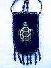 Royal blue cell phone holder w/ green turtle