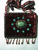 Dark burgundy small purse w/ 10 pts around center
